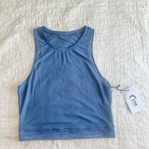 Zyia Active Calm Blue Luxe Strappy Mesh Tank Large NEW NWT